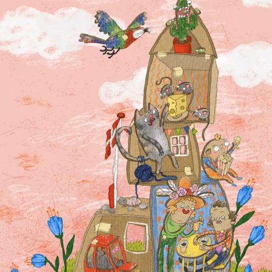 Tegning fra Jeg bor i et paphus